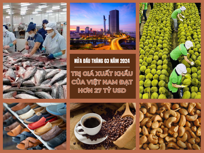 Nửa đầu tháng 03 năm 2024, Việt Nam có nhiều mặt hàng tăng trưởng ấn tượng