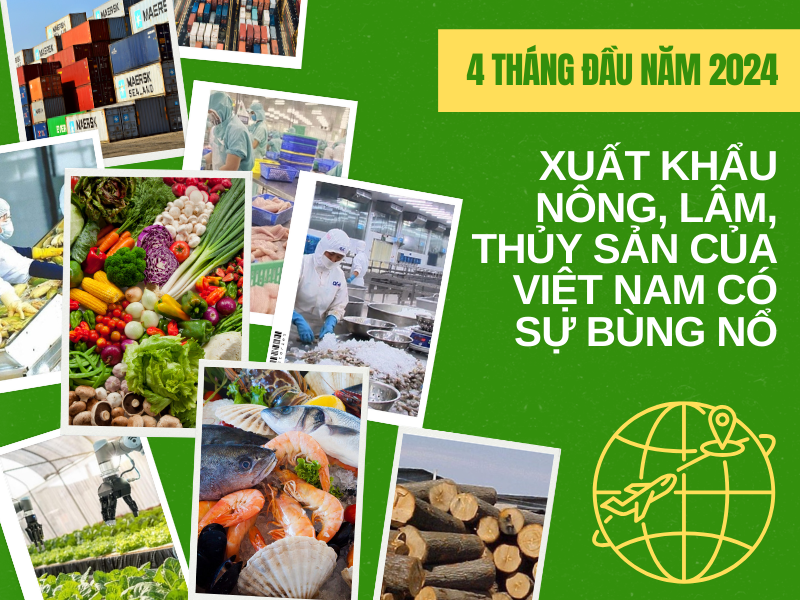 Tình hình xuất khẩu nông, lâm, thủy sản của Việt Nam 4 tháng đầu năm 2024